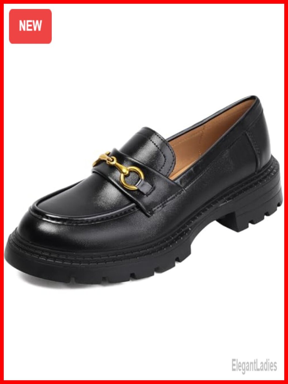 Chunky Platform Loafers for Women Slip-On Patent Leather Work Shoes